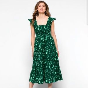 Hill House- Ellie Nap Dress- Green Botanical